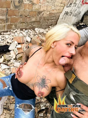 Blonde mom Harleen Van Hynten fucking her blind date in an abandoned building - 6